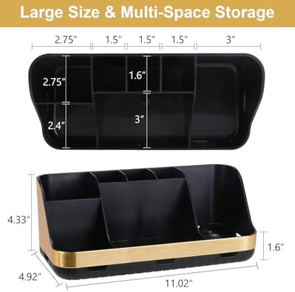GFWARE Gold Toothbrush Holders for Bathrooms Countertop Organizer - Detachable 7 Slots Electric Toothbrush and Toothpaste Holder, Kids Organization and Storage, Restroom Accessories Vanity Stuff