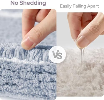 HOMEIDEAS Grey Blue Bathroom Rugs Sets 2 Piece 20" x 32" + 16" x 24"