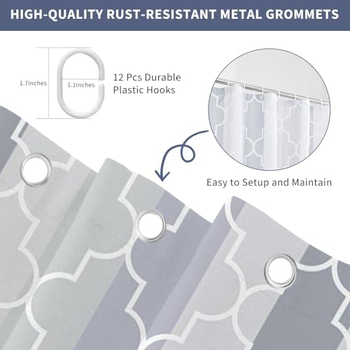 Modern Geometric Grey Shower Curtain, 72" W x 96" L