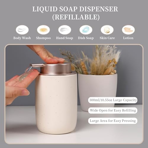 BosilunLife Apricot Ceramic Bathroom Accessories Set of 4