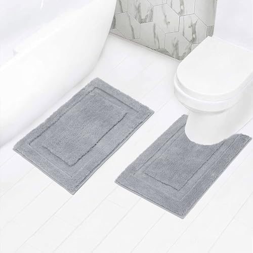 SHACOS Soft Microfiber Small Bathroom Rugs Set 2 Pieces with Toilet Rug