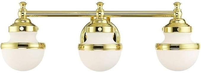 Livex Lighting 3 Light Polished Brass Bath Vanity,5713-02