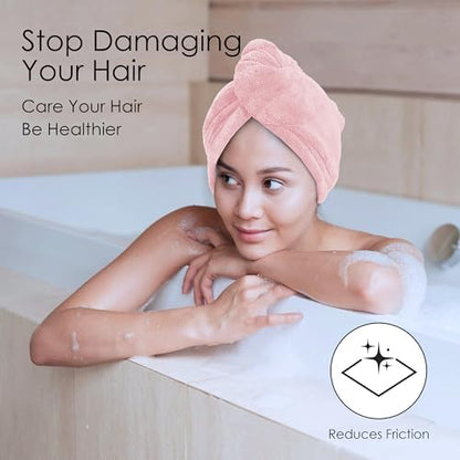 TENSTARS Hair Towel Wrap for All Hair Types, 5 Pack Microfiber Turban