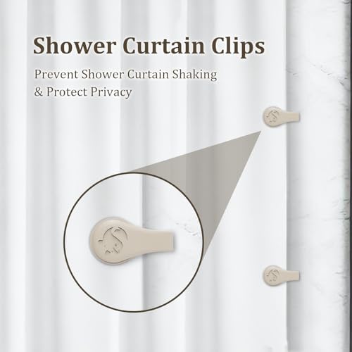Magnetic Silicone Shower Curtain Clips for Liner 3 Packs (Light Brown)