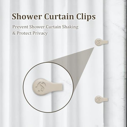 Magnetic Silicone Shower Curtain Clips for Liner 3 Packs (Light Brown)