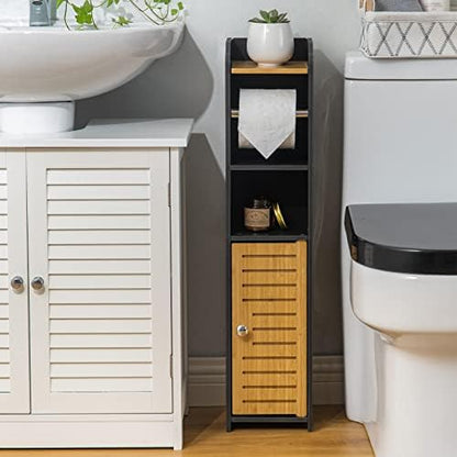 AOJEZOR Toilet Paper Holder Stand: No Drill Fit Small Bathroom for Renters