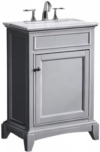 Elite Stamford 24 in. Gray Single Sink Bath Vanity with Carrara Marble Top and Undermount Porcelain Sink