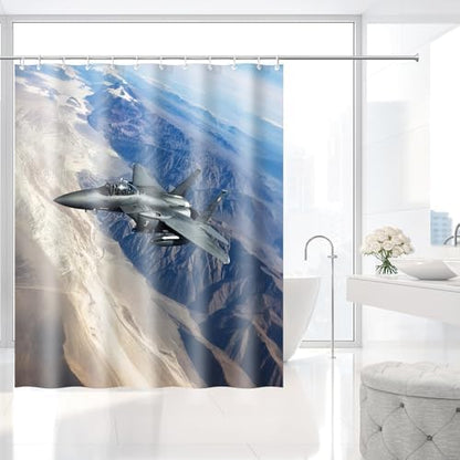 F-15 Eagle Fighter Jet US Air Force Shower Curtain with Hooks 72 x 72 Inch