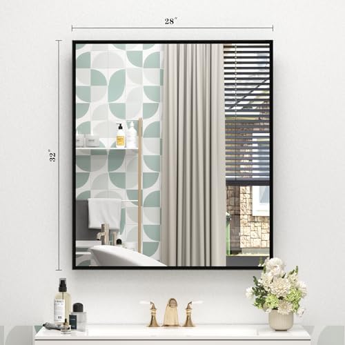 Black Framed Bathroom Mirror for Over Sink 28x32