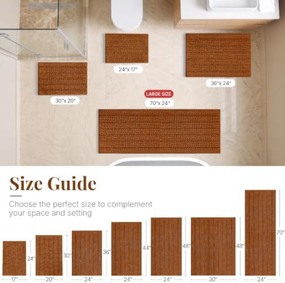 Bcoimo Bath Rug Mat,36x24 Chenille Extra Soft Burnt Orange Bathroom Tub Mat