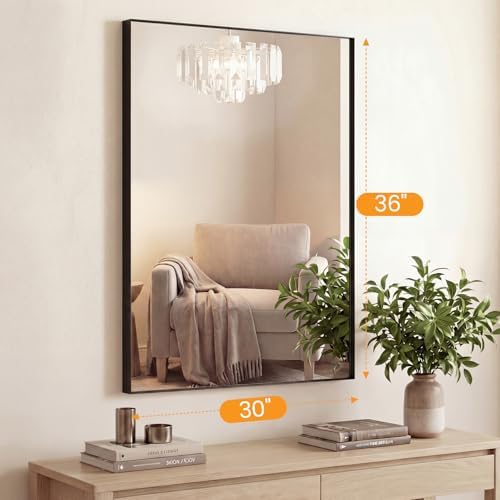 NEWBULIG 30"x36" Wall Mirror, Bathroom Mirrors for Over Sink, Black