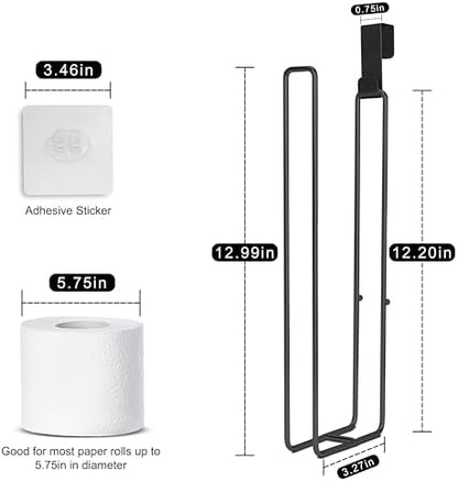 Over The Tank Toilet Paper Storage for 3 Roll Tissue, Toilet Paper Holder Stainless Steel Wall Mount with Storage and Reserve, Black Holder for Bathroom and RV Organization, 1 Pack