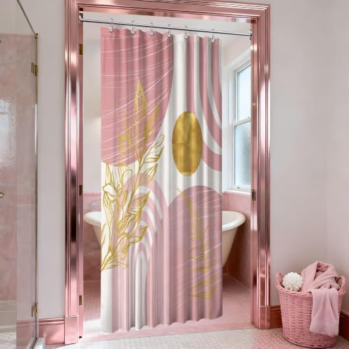 Light Pink and Gold Stall Shower Curtain, 36X72 in Narrow Small