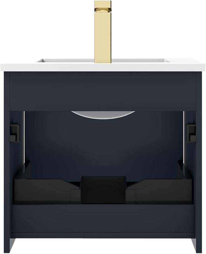 Blossom 20 Inch Bathroom Vanity with Sink, All Wood Wall Mounted Floating Bathroom Vanity Cabinet with Acrylic Sink, Bathroom Sink Cabinet with Soft-Close Drawer, Modern Style Vanities, Night Blue