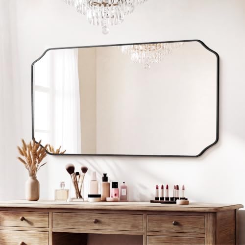 Vanity Bathroom Mirror for Over Sink, 50"x30", Black Metal Framed