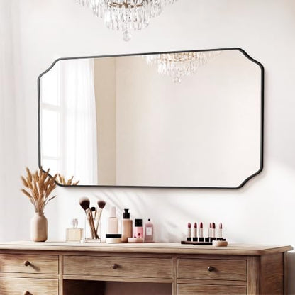 Vanity Bathroom Mirror for Over Sink, 50"x30", Black Metal Framed