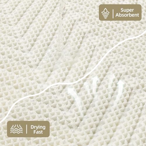 Sunfly Waffle Bath Mat, Boho Bathroom Rugs Non-Slip Washable Super Absorbent Quick Dry, Farmhouse Bathroom Decor 20"x30" Cream