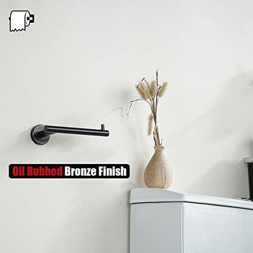 JQK Toilet Paper Holder Oil Rubbed Bronze, 5 Inch 304 Stainless Steel Thick 0.8mm Tissue Paper Dispenser for Bathroom, Hold Mega Rolls Wall Mount 2 Pack, TPH100-ORB-P2