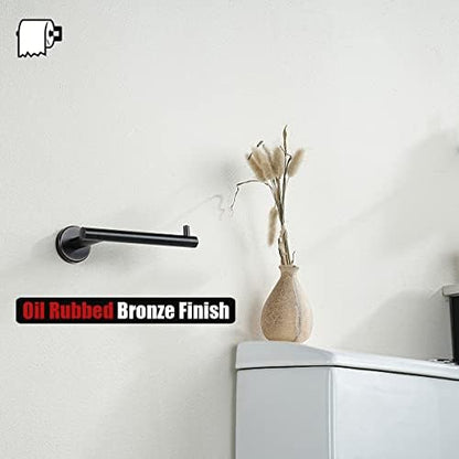 JQK Toilet Paper Holder Oil Rubbed Bronze, 5 Inch 304 Stainless Steel Thick 0.8mm Tissue Paper Dispenser for Bathroom, Hold Mega Rolls Wall Mount, TPH100-ORB