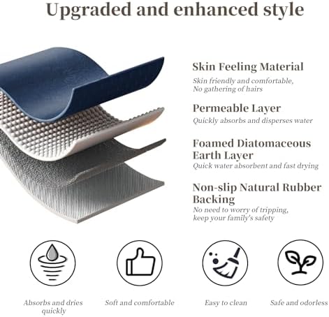 Diatomaceous Earth Bath Mat Stone Bath Mats for Bathroom,15.7"x23.6",Navy