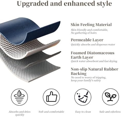 Diatomaceous Earth Bath Mat Stone Bath Mats for Bathroom,15.7"x23.6",Navy