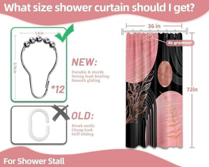 Pink and Black Stall Shower Curtain, 36X72 in Narrow Small, Mid Century