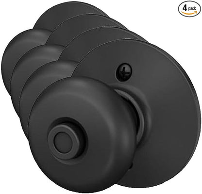 SCHLAGE F40 PLY 622 Plymouth Door Knob, Bed & Bath Privacy Lock, Matte Black (Pack of 4)