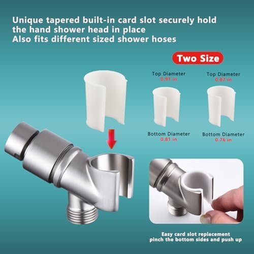 All Metal Handheld Shower Head Holder, Adjustable Shower Wand Holder with Brass Pivot Ball，Shower Arm Holder Mount for Connecting Shower Arm and Shower Hose, BRUSHED NICKEL