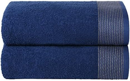 BELIZZI HOME Ultra Soft 2 Pack Oversized Bath Towel Set, 28x55 inches, 100% Cotton, Navy Blue