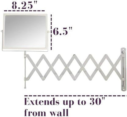JERDON Wall-Mounted Makeup Mirror - 5X Magnification - Chrome - J2020C