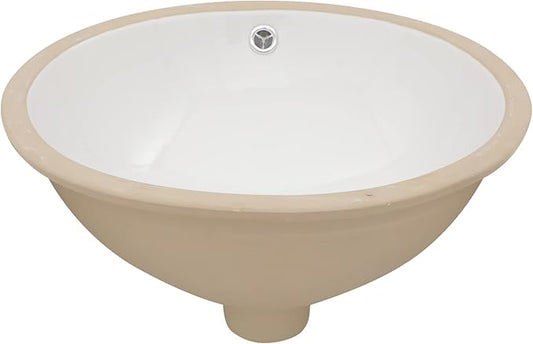 Lordear Undermount Bathroom Sink 18x15 Inch Oval Vessel Sink White Porcelain Ceramic Bathroom Vanity Sink Under Counter Lavatory Basin with Overflow Modern Art Basin