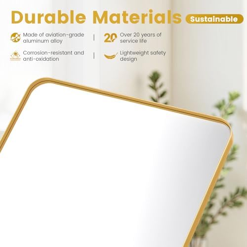 18"X30" Gold Bathroom Mirrors for Over Sink,Aluminum Frame
