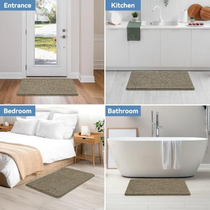 Bcoimo Bath Rug Mat,48x30 High Absorbent Latte Long Bathroom Runner Rugs