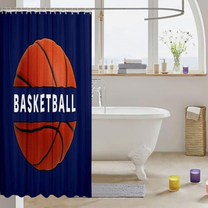 jejeloiu Basketball Shower Curtain 72"x78" Gaming Sports Bath Curtain for Boys Girls Teens Ball Games Bathroom Shower Curtain Set Women Men Gift for Basketball Lover Kids Bathroom Accessories
