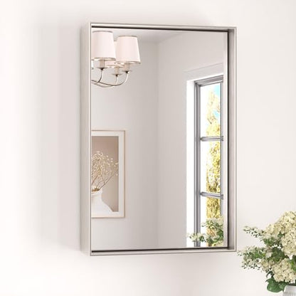 Keonjinn 16x24 Inch Nickel Bathroom Mirror for Over Sink, Rectangular