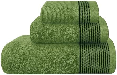 Belizzi Home Ultra Soft 3 Pack Cotton Towel Set, Contains a Bath Towel 28x55 inch, a Hand Towel 16x24 inch & a Wash Coth 12x12 inch, Ideal Everyday use, Compact & Lightweight -Kiwi Green