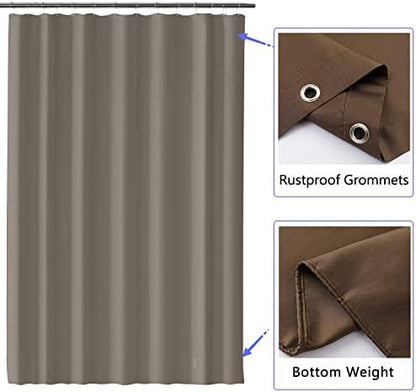 LLSCL Brown Fabric Shower Curtain Liner with Bottom Counterweight, Waterproof Hotel Quality, 72 x 72 Machine Washable