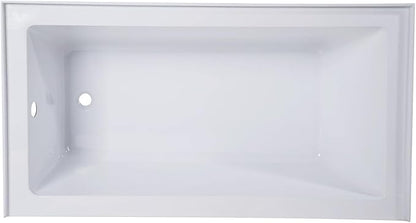 Kingston Brass Aqua Eden VTAP543022L 54-Inch Acrylic Alcove Tub with Left Hand Drain, White