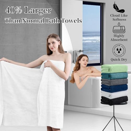 Bath Towel Set of 4 Extra Large Bath Sheet 35"x70" Oversized Bath Towel Soft Microfiber Bathroom Towel for Adults Highly Absorbent Quick Dry Towel Set for Bathroom,Hotel,Shower Towel Bath Sheet White