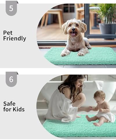 Disolla Mint Green Bathrom Runner Rug 24x70 - Extra Large Soft Plush Bath Mat, Thick Long Non-Slip Shaggy Floor Mat, Ultra-Absorbent for Master Bathroom Vanity