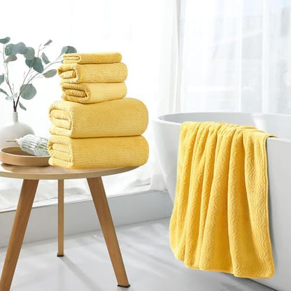 4 Piece Extra Large Bath Towel 35"x70" Oversized Bath Sheet Bath Towel Set for Bathroom Ultra Soft Cozy Highly Absorbent Quick Dry Bathroom Towel for Spa Gym Hotel,Shower Towel for Daily Use,Yellow