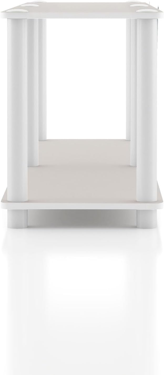 Homes: Inside + Out Apexa Modern 2-Tier Extra Wide Shelving Units, Collectibles Display Shelves, Easy Assembly Low Shelf, Home Storage Organizer for Living Room, Bedroom, Office, Taupe Grey