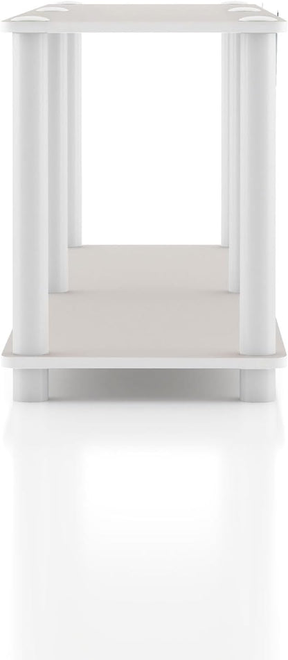 Homes: Inside + Out Apexa Modern 2-Tier Extra Wide Shelving Units, Collectibles Display Shelves, Easy Assembly Low Shelf, Home Storage Organizer for Living Room, Bedroom, Office, Taupe Grey
