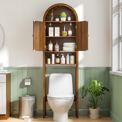 Arched Over The Toilet Storage Cabinet with Acrylic Doors, Bathroom Shelf