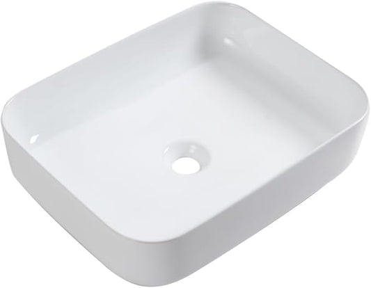 Lordear Vessel Sink Rectangle 20"x15" Bathroom Sink Rectangular Modern Above Counter Bathroom Sinks White Porcelain Ceramic Vessel Vanity Sinks Art Basin