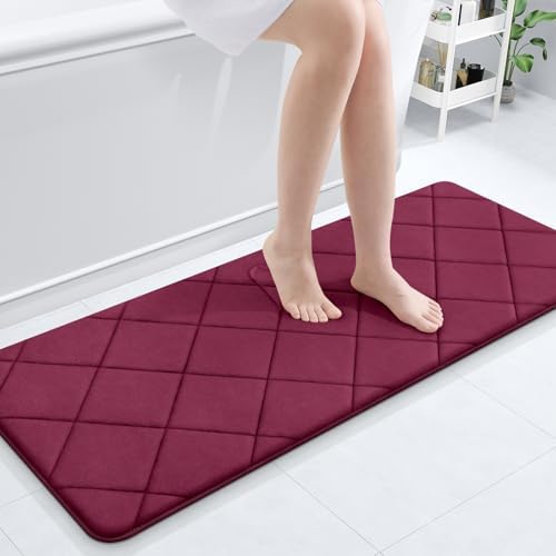 OLANLY Memory Foam Bath Mat 47x20, Ultra Soft and Absorbent Bathroom Rugs