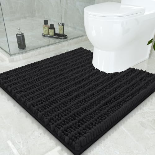 Smiry Bathroom Toilet Rugs U Shaped 24x24, Chenille Bath mats for Toilet
