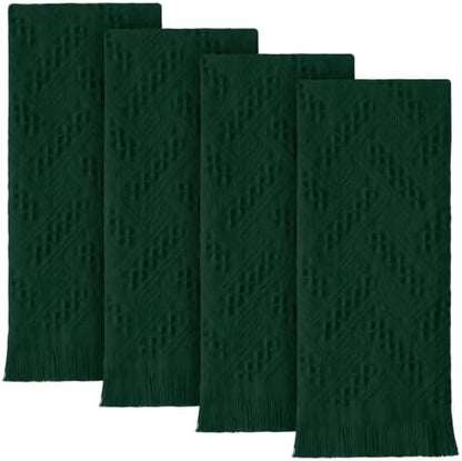 HunnmingRe 4 Pack Boho Hand Towel for Kitchen, Forest Green