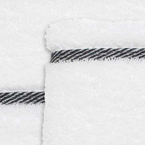 Nicole Miller - Towels, 4pc Soft & Absorbent Towel Set, Dorm Room Essentials (Syndey Collection, White/Black)
