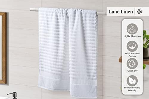 LANE LINEN Bath Towel Set 100% Cotton 6 Piece Soft Absorbent - White